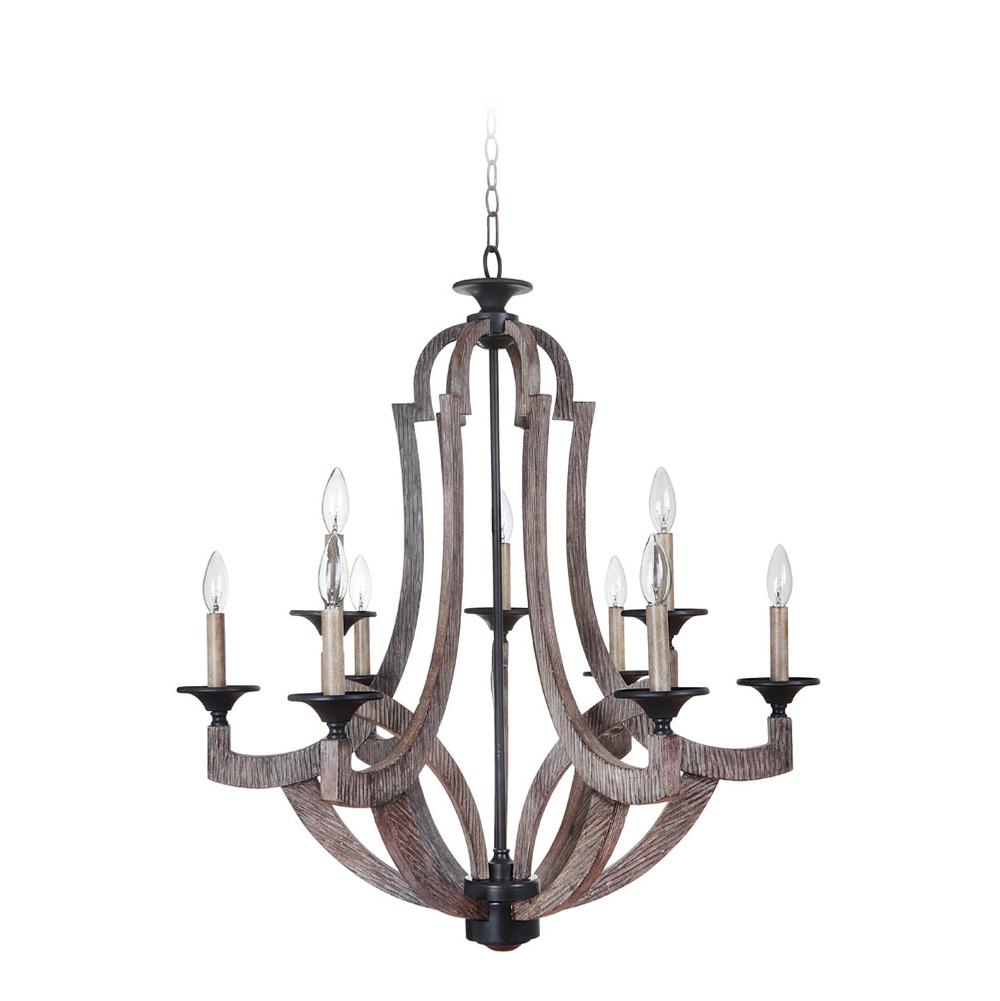 Craftmade Lighting-35129-WP-Winton - Nine Light Chandelier   Weathered Pine Finish