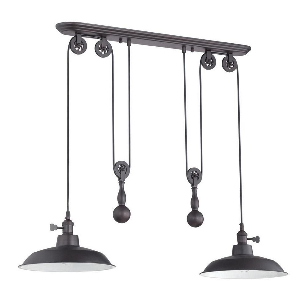 Craftmade Lighting-P402-ABZ-Pulley - Two Light Mini Pendant - 38.25 inches wide by 12 inches high Aged Bronze  Tarnished Silver Finish