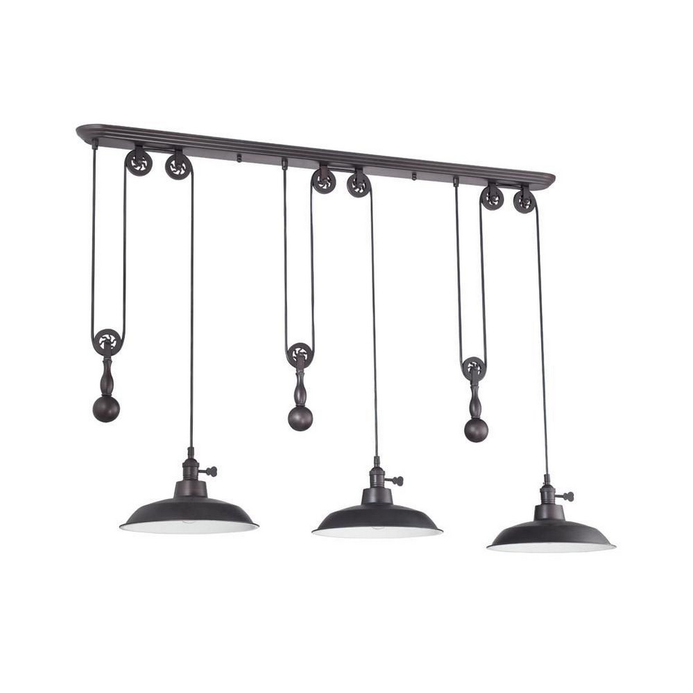 Craftmade Lighting-P403-ABZ-Pulley - Three Light Mini Pendant Aged Bronze  Tarnished Silver Finish