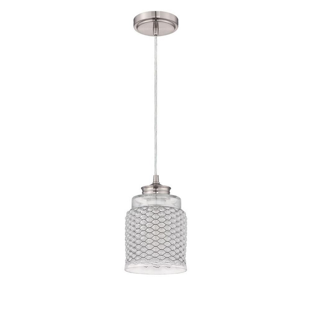 Craftmade Lighting-P460BNK1-One Light Mini Pendant in Transitional Style - 6.25 inches wide by 8.5 inches high   Brushed Nickel Finish with Clear Glass with  Crystal