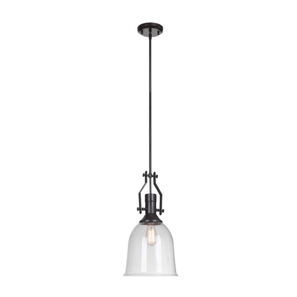 Craftmade Lighting-P565OB1-One Light Mini Pendant in Transitional Style - 11.25 inches wide by 21.75 inches high Oiled Bronze  Tarnished Silver Finish with Clear Glass with  Crystal