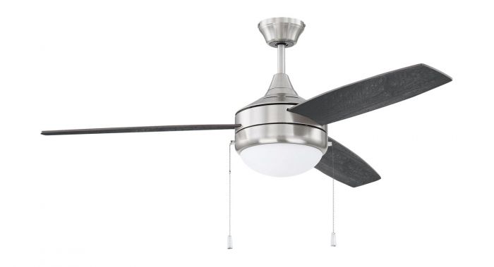 Craftmade Lighting-PHA52BNK3-BNGW-Phaze - 3 Blade Ceiling Fan with Light Kit in Modern Contractor Style - 52 inches wide by 16.73 inches high Pull Chain  Brushed Polished Nickel Finish with Silver/Gre