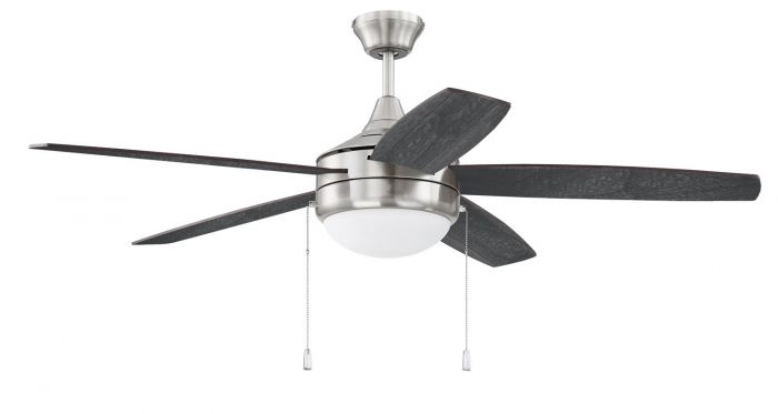 Craftmade Lighting-PHA52BNK5-BNGW-Phaze - 5 Blade Ceiling Fan with Light Kit in Modern Contractor Style - 52 inches wide by 16.73 inches high Pull Chain  Brushed Polished Nickel Finish with Silver/Gre