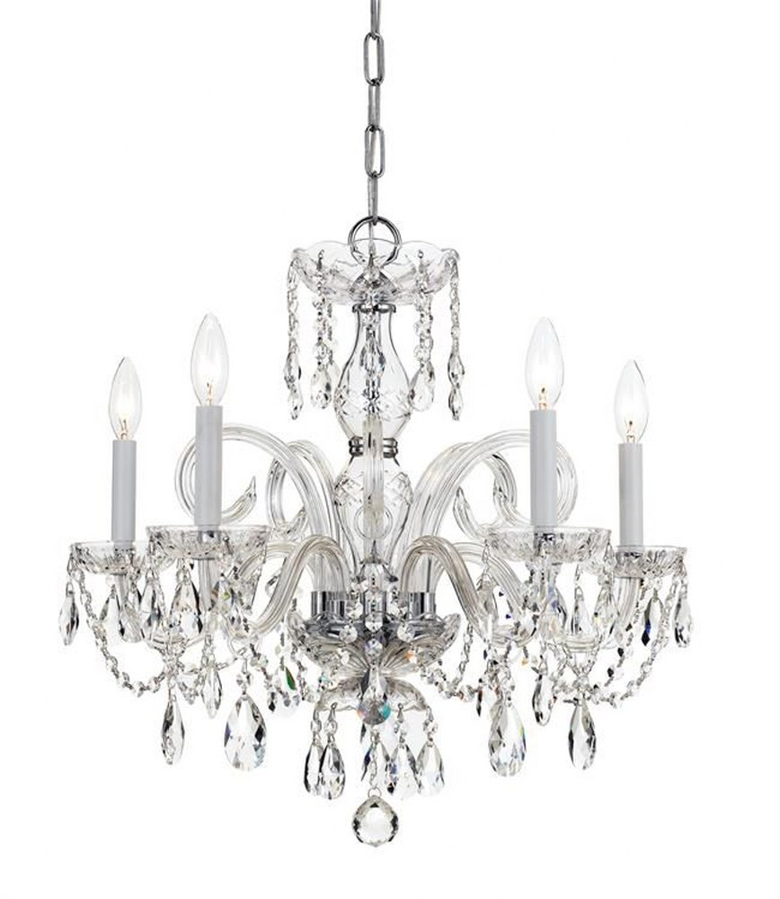 Crystorama Lighting-1005-CH-CL-MWP-Crystal Crystal 5 Light Chandelier in Classic Style - 22 Inches Wide by 21 Inches High Hand Cut Polished Chrome Polished Chrome Finish
