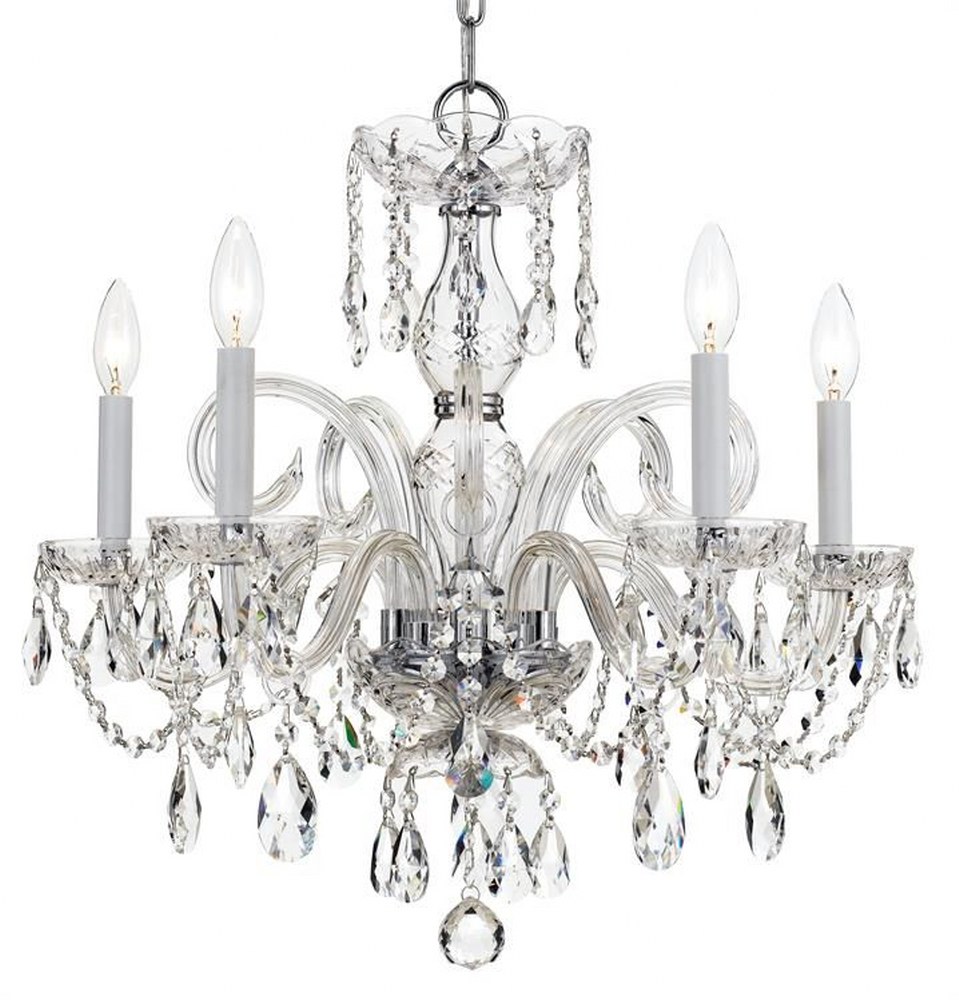 Crystorama Lighting-1005-CH-CL-S-Crystal Crystal 5 Light Chandelier in Classic Style - 22 Inches Wide by 21 Inches High Clear Swarovski Strass  Polished Chrome Finish