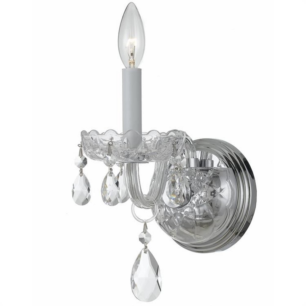 Crystorama Lighting-1031-CH-CL-MWP-Crystal - One Light Wall Sconce in Classic Style - 5 Inches Wide by 9 Inches High Polished Chrome Hand Cut Polished Chrome Finish