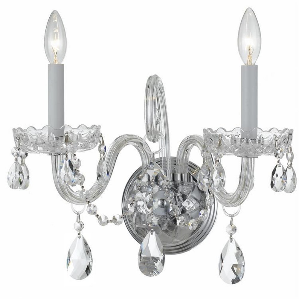 Crystorama Lighting-1032-CH-CL-MWP-Crystal - Two Light Wall Sconce in Classic Style - 15 Inches Wide by 12.5 Inches High Polished Chrome Hand Cut Polished Chrome Finish