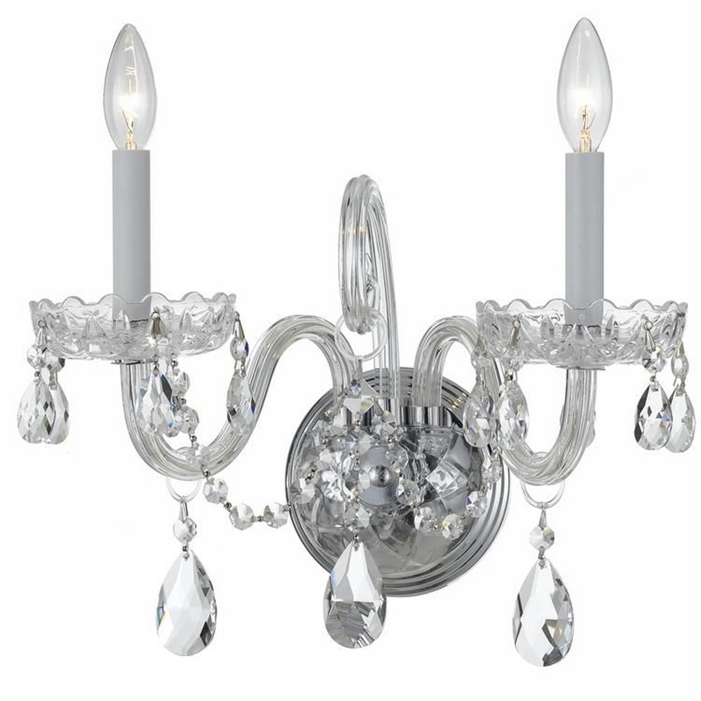 Crystorama Lighting-1032-CH-CL-S-Crystal - Two Light Wall Sconce in Classic Style - 15 Inches Wide by 12.5 Inches High Clear Swarovski Strass  Polished Chrome Finish