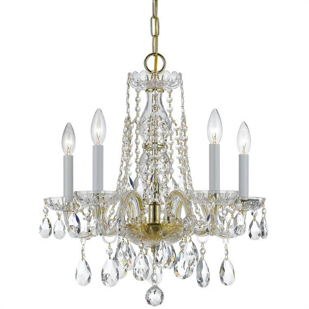 Crystorama Lighting-1061-PB-CL-S-Crystal - Five Light Mini Chandelier in Classic Style - 18 Inches Wide by 20 Inches High Swarovski Strass Polished Brass Polished Chrome Finish