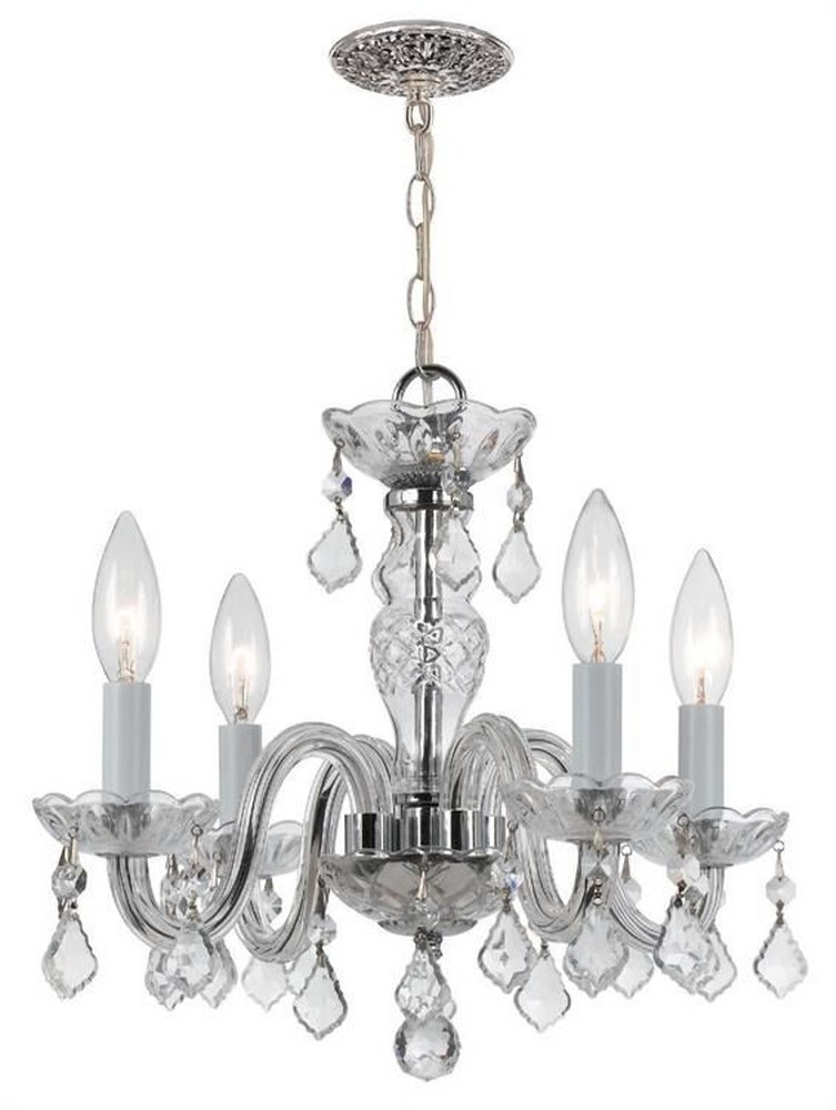 Crystorama Lighting-1064-CH-CL-I-Crystal - Four Light Mini Chandelier in Traditional and Contemporary Style - 15 Inches Wide by 12 Inches High Italian Polished Chrome Polished Chrome Finish