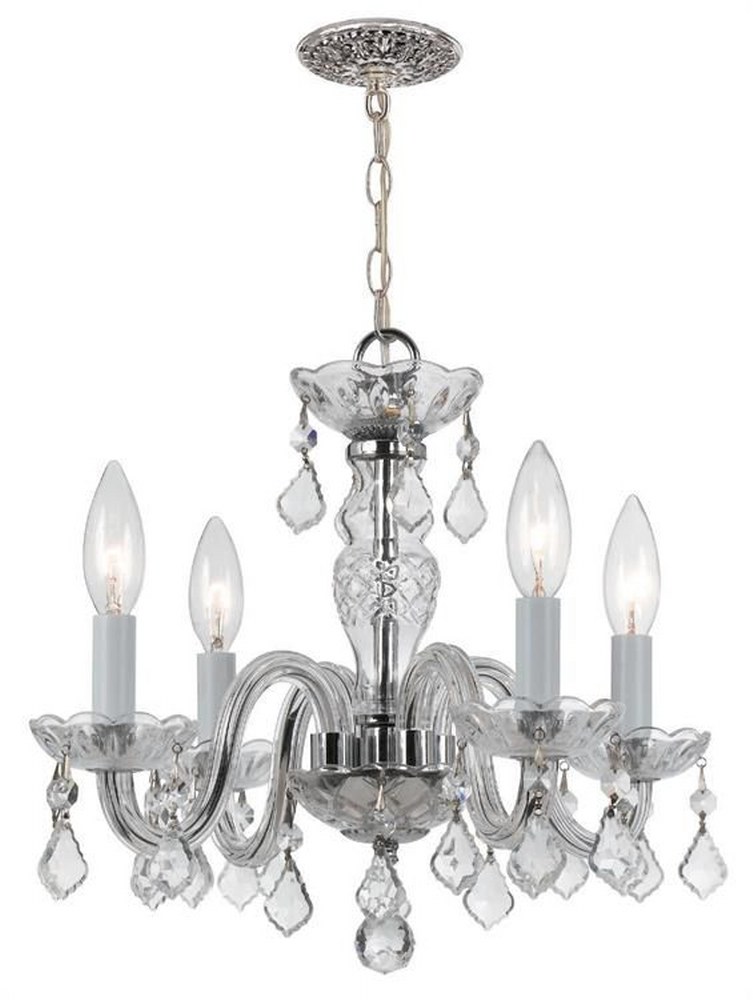 Crystorama Lighting-1064-CH-CL-S-Crystal - Four Light Mini Chandelier in Traditional and Contemporary Style - 15 Inches Wide by 12 Inches High Swarovski Strass Polished Chrome Polished Chrome Finish