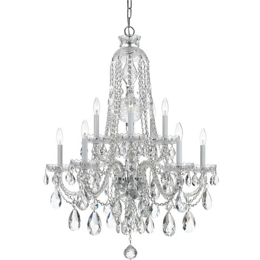 Crystorama Lighting-1110-CH-CL-MWP-Crystal - Five Light Chandelier in Classic Style - 32 Inches Wide by 36 Inches High Hand Cut Polished Chrome Polished Brass Finish