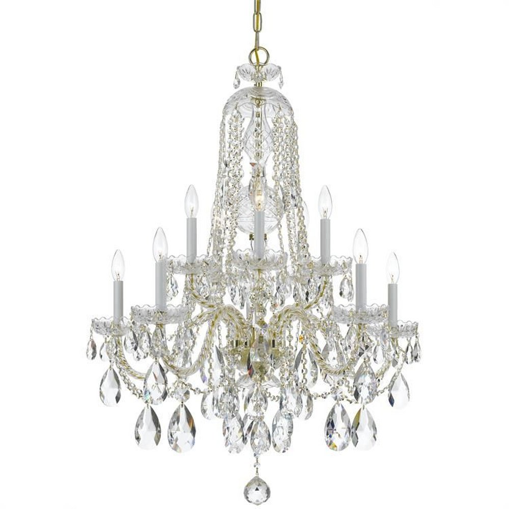 Crystorama Lighting-1110-PB-CL-MWP-Crystal - Five Light Chandelier in Classic Style - 32 Inches Wide by 36 Inches High Clear Majestic Wood Polished  Polished Brass Finish