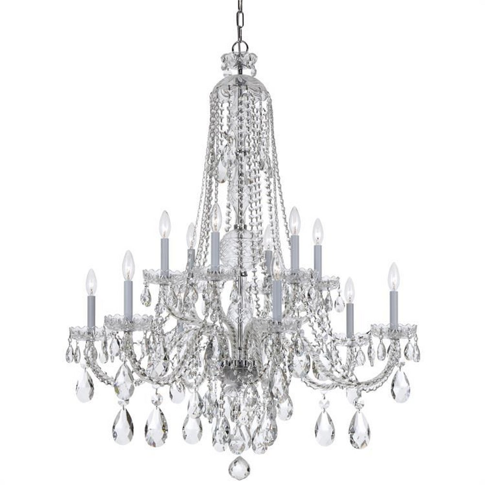 Crystorama Lighting-1112-CH-CL-MWP-Crystal - Six Light Chandelier in Classic Style - 37.5 Inches Wide by 48 Inches High Clear Majestic Wood Polished  Polished Chrome Finish