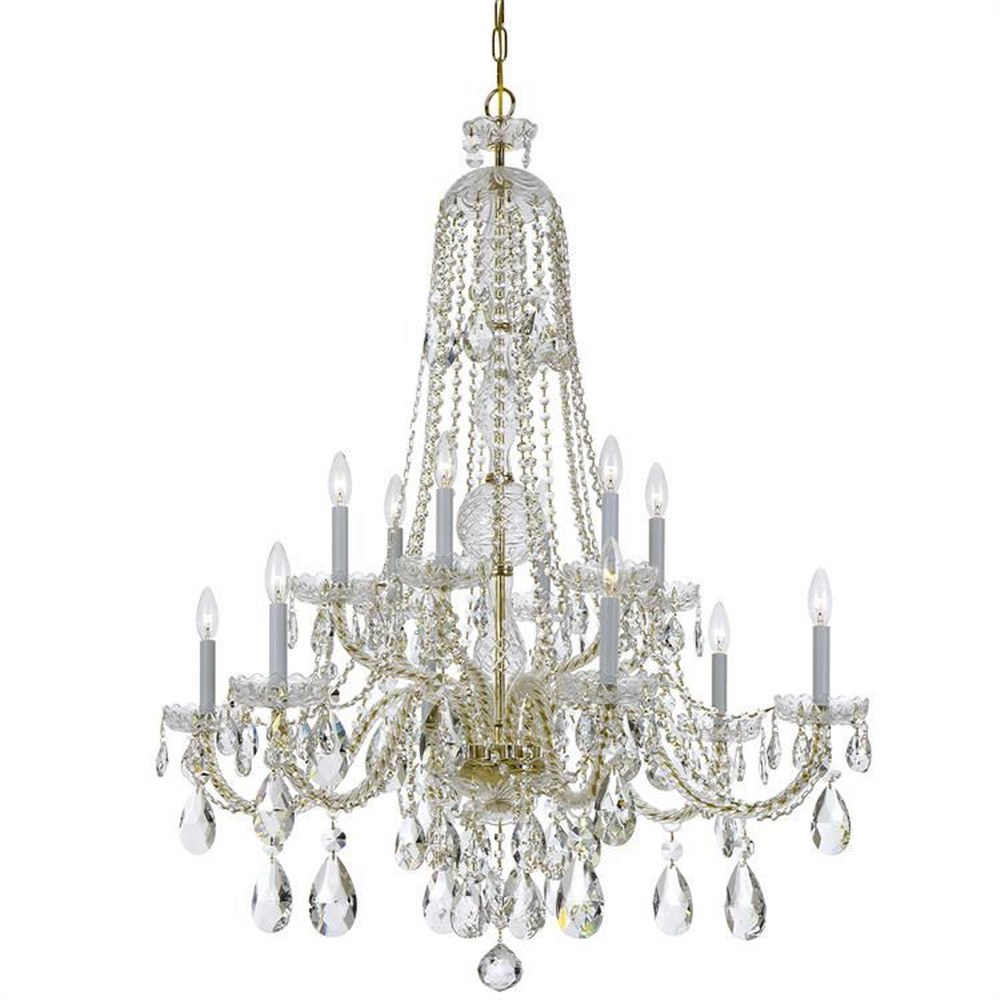 Crystorama Lighting-1112-PB-CL-S-Crystal - Six Light Chandelier in Classic Style - 37.5 Inches Wide by 48 Inches High Swarovski Strass Polished Brass Polished Brass Finish