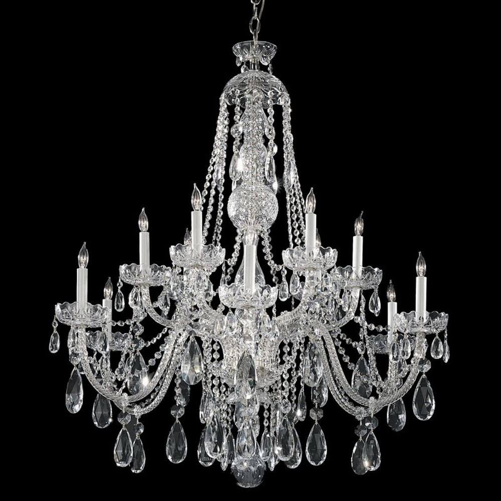 Crystorama Lighting-1114-CH-CL-MWP-Crystal - 12 Light Chandelier in Classic Style - 42 Inches Wide by 46 Inches High Hand Cut Polished Chrome Polished Chrome Finish with Clear Hand Cut Crystal