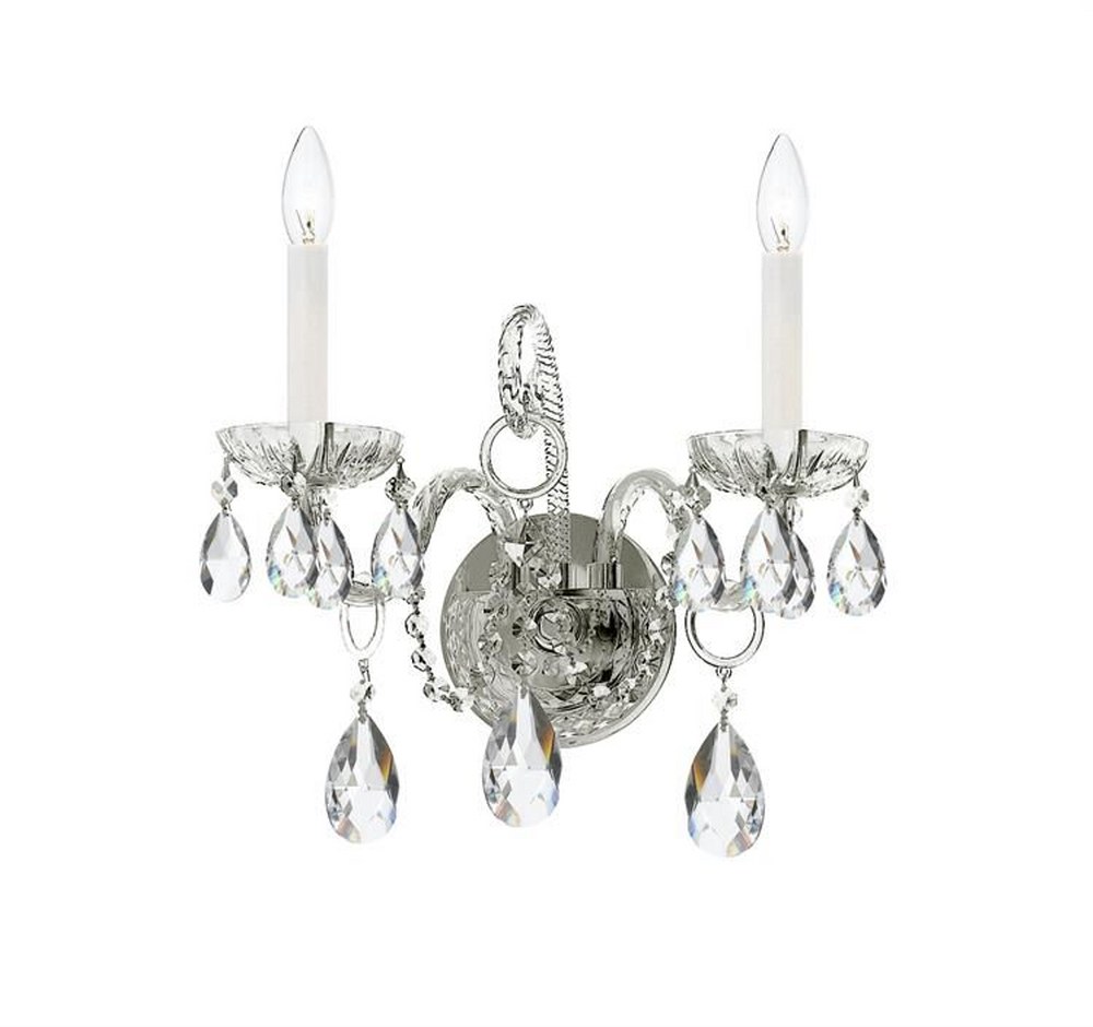 Crystorama Lighting-1122-CH-CL-MWP-Crystal - Two Light Wall Sconce in Classic Style - 14 Inches Wide by 12 Inches High Polished Chrome Hand Cut Polished Chrome Finish