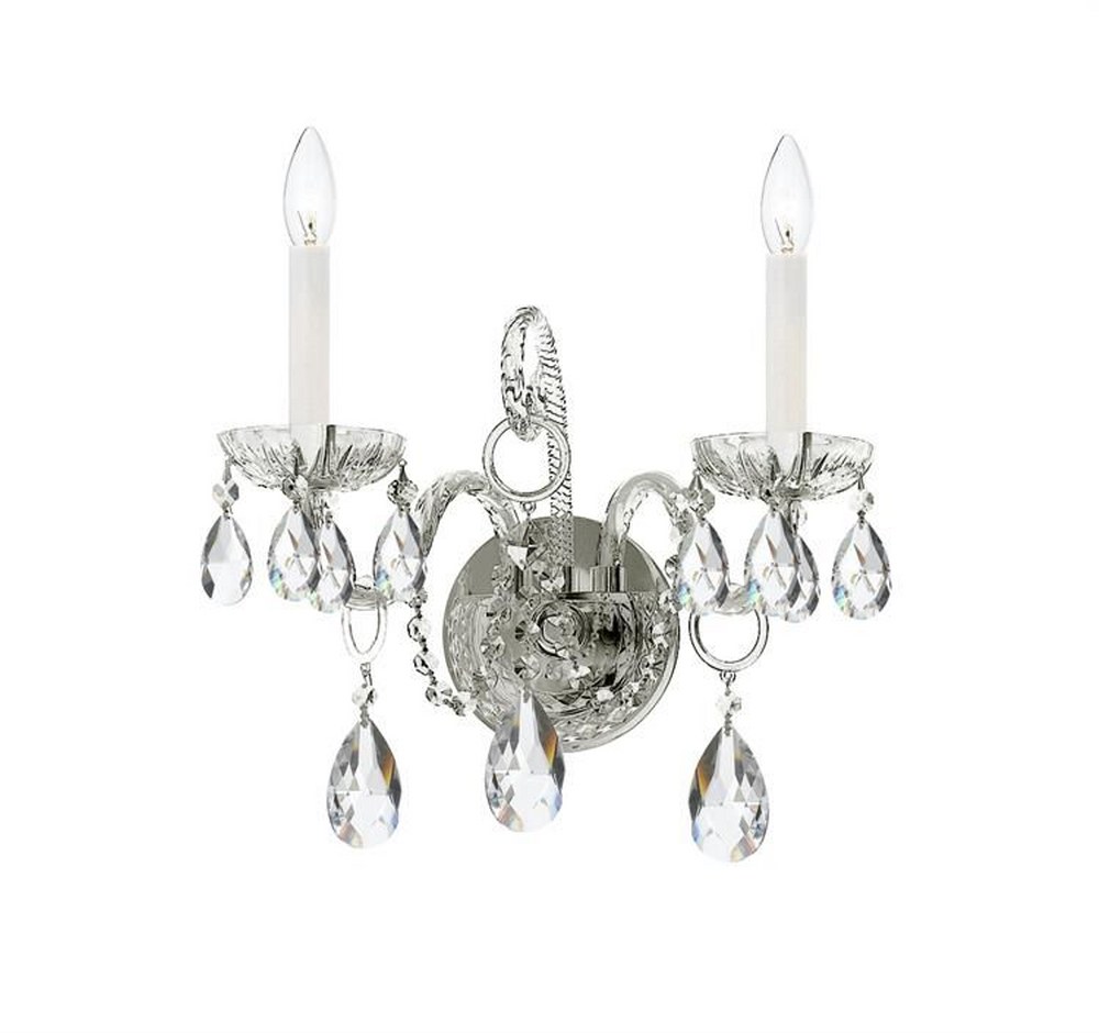 Crystorama Lighting-1122-CH-CL-SAQ-Crystal - Two Light Wall Sconce in Classic Style - 14 Inches Wide by 12 Inches High Polished Chrome Swarovski Spectra Polished Chrome Finish