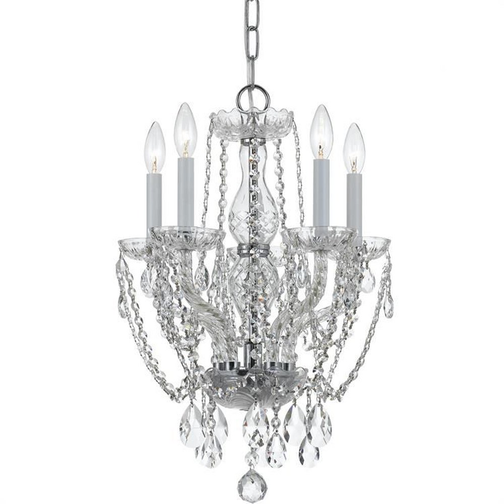 Crystorama Lighting-1129-CH-CL-MWP-Crystal - Five Light Chandelier in Classic Style - 14 Inches Wide by 20 Inches High Hand Cut Polished Chrome Polished Chrome Finish