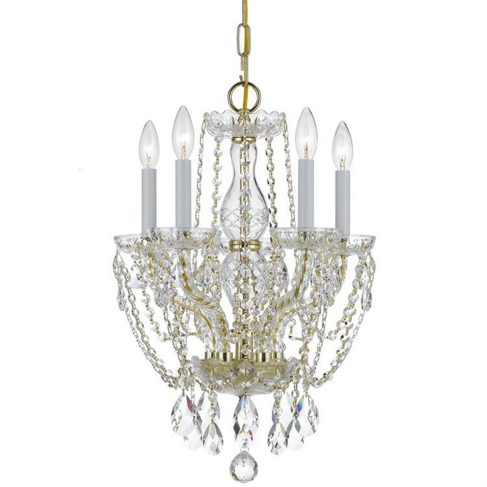 Crystorama Lighting-1129-PB-CL-MWP-Crystal - Five Light Chandelier in Classic Style - 14 Inches Wide by 20 Inches High Clear Majestic Wood Polished  Polished Brass Finish
