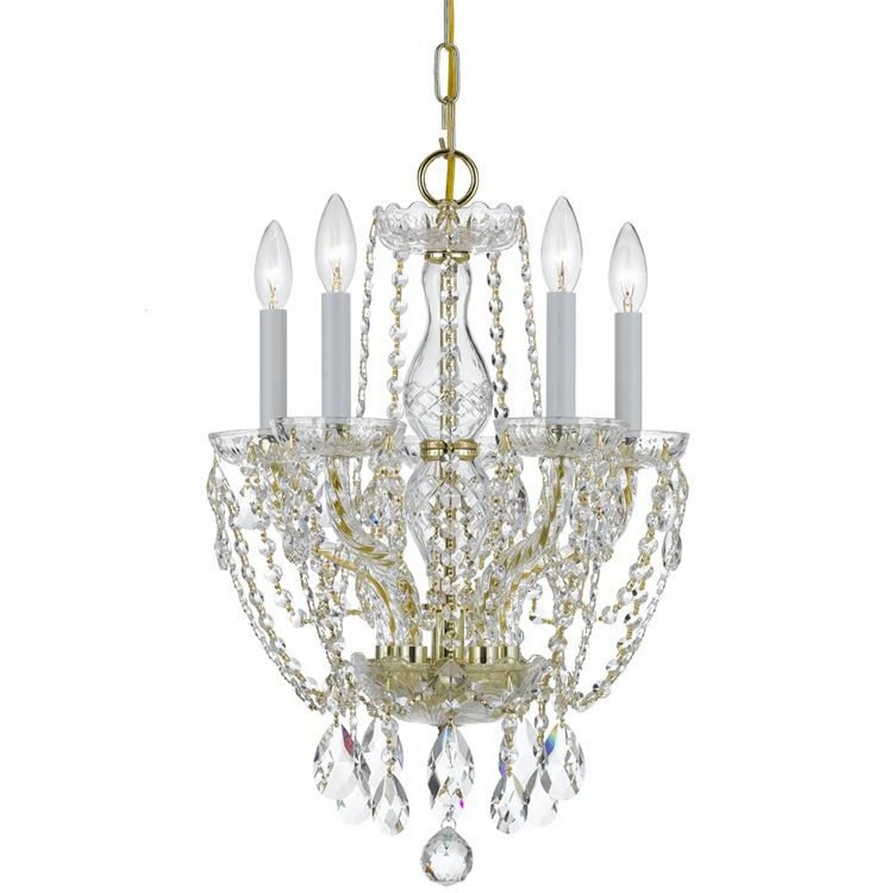 Crystorama Lighting-1129-PB-CL-S-Crystal - Five Light Chandelier in Classic Style - 14 Inches Wide by 20 Inches High Clear Swarovski Strass  Polished Brass Finish