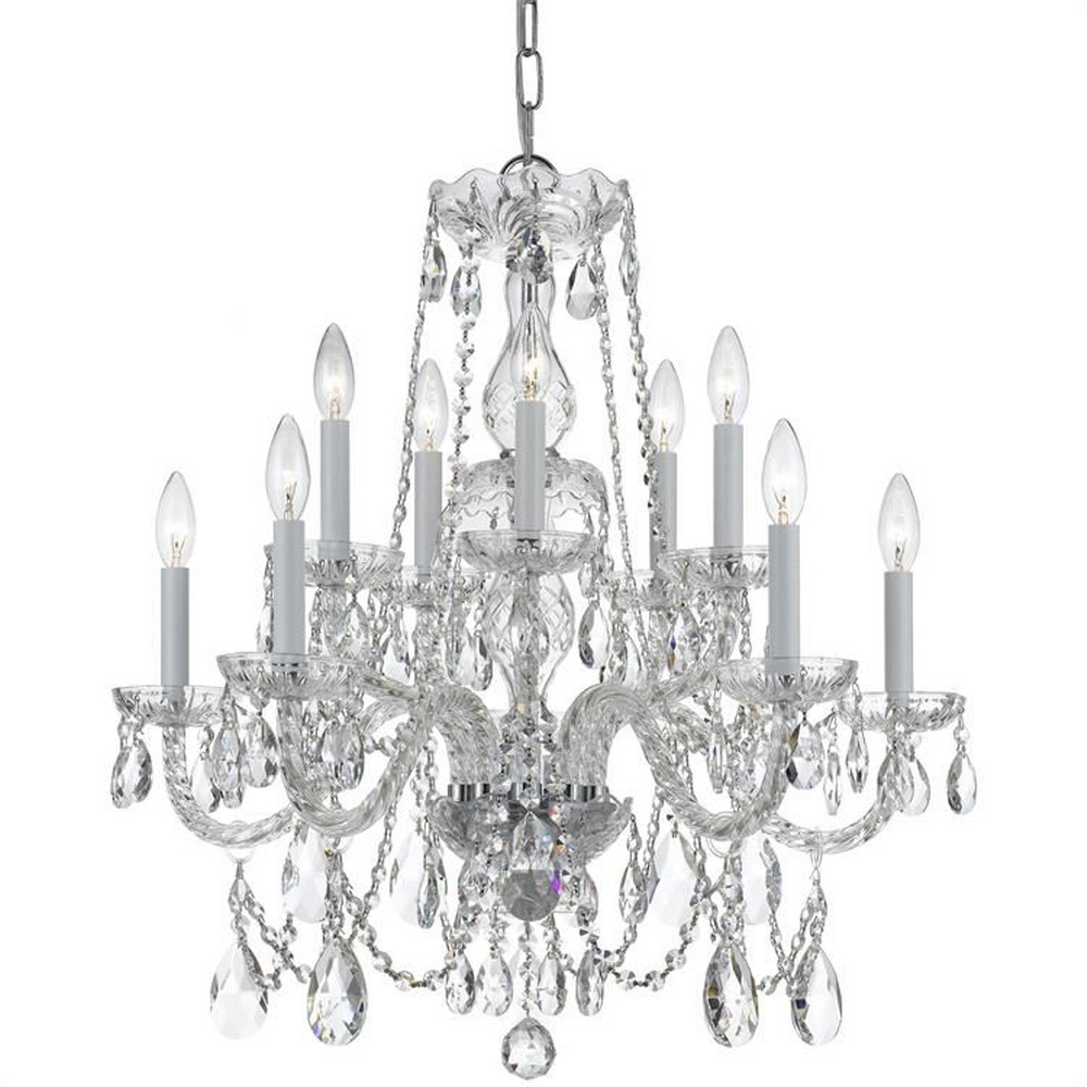 Crystorama Lighting-1130-CH-CL-S-Crystal - Ten Light Chandelier in Classic Style - 26 Inches Wide by 26 Inches High Clear Swarovski Strass  Polished Chrome Finish