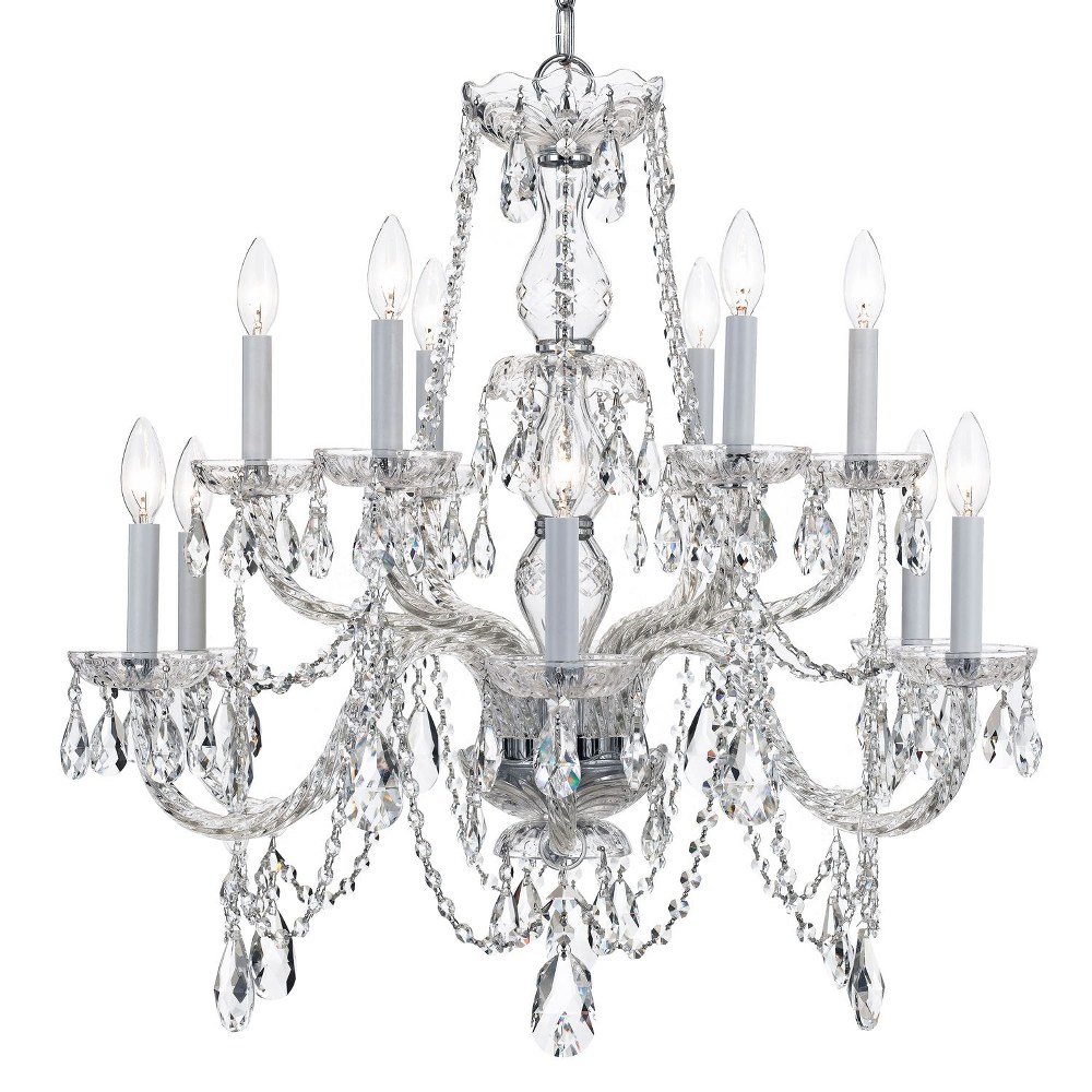 Crystorama Lighting-1135-CH-CL-I-Crystal - Twelve Light 2-Tier Chandelier in Classic Style - 31 Inches Wide by 26 Inches High Italian Polished Chrome Polished Chrome Finish
