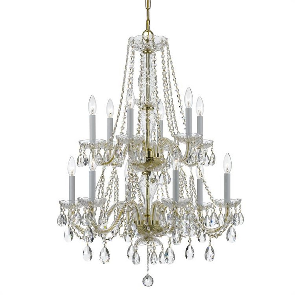 Crystorama Lighting-1137-PB-CL-MWP-Crystal - Six Light Chandelier in Classic Style - 26 Inches Wide by 32 Inches High Hand Cut Polished Brass Polished Chrome Finish