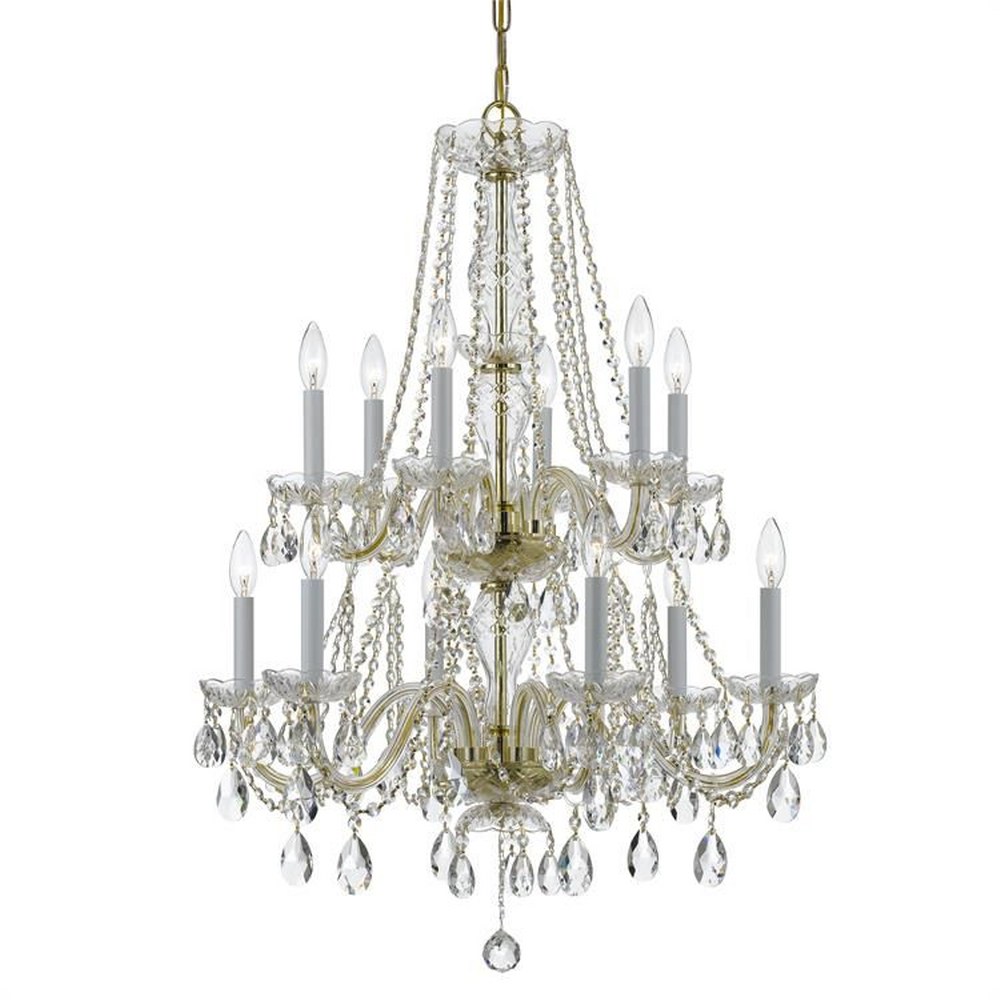 Crystorama Lighting-1137-PB-CL-SAQ-Crystal - Six Light Chandelier in Classic Style - 26 Inches Wide by 32 Inches High Clear Swarovski Spectra  Polished Brass Finish