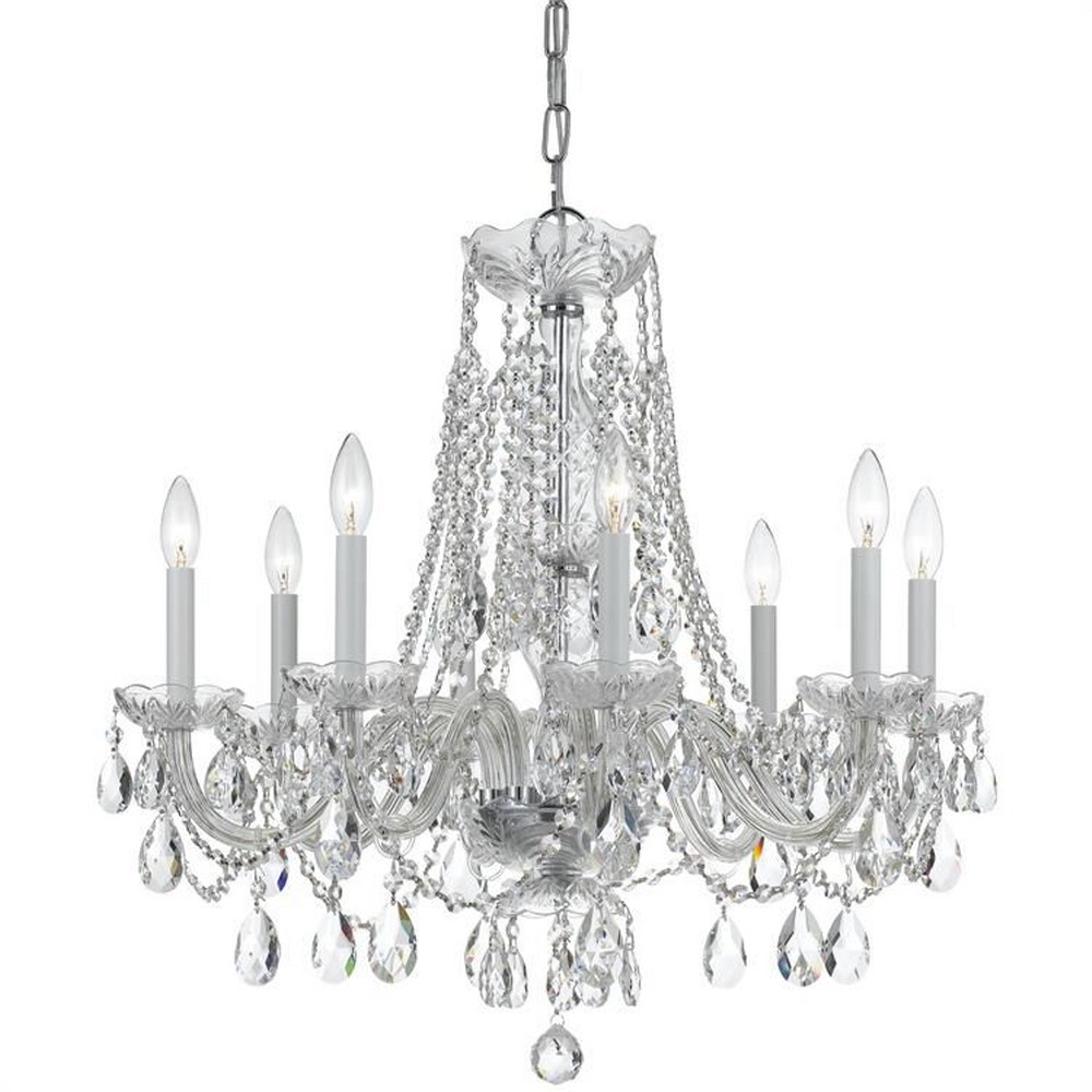 Crystorama Lighting-1138-CH-CL-MWP-Crystal - Eight Light Chandelier in Classic Style - 26 Inches Wide by 26 Inches High Hand Cut Polished Chrome Polished Chrome Finish