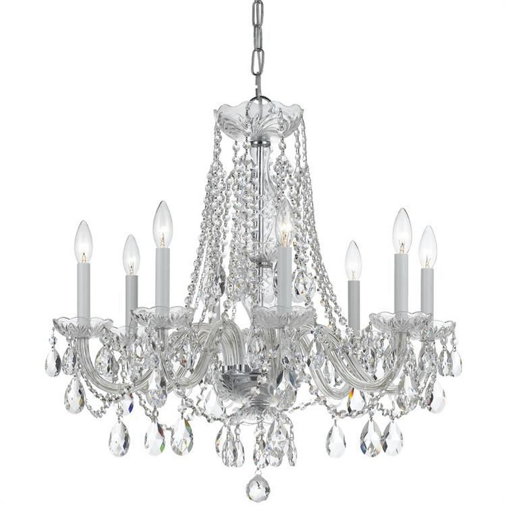 Crystorama Lighting-1138-CH-CL-S-Crystal - Eight Light Chandelier in Classic Style - 26 Inches Wide by 26 Inches High Clear Swarovski Strass  Polished Chrome Finish