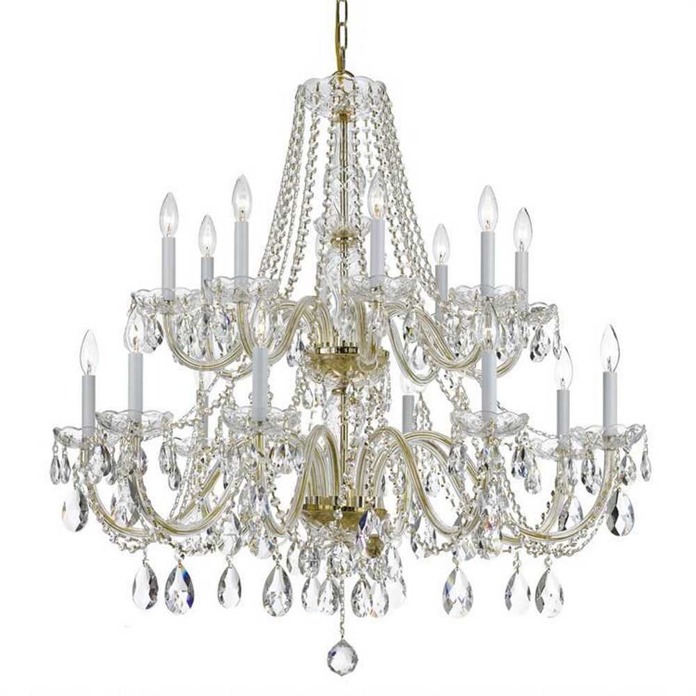 Crystorama Lighting-1139-PB-CL-MWP-Crystal - Eight Light Chandelier in Classic Style - 37 Inches Wide by 34 Inches High Clear Majestic Wood Polished  Polished Brass Finish