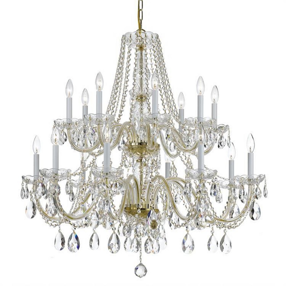 Crystorama Lighting-1139-PB-CL-S-Crystal - Eight Light Chandelier in Classic Style - 37 Inches Wide by 34 Inches High Swarovski Strass Polished Brass Polished Chrome Finish