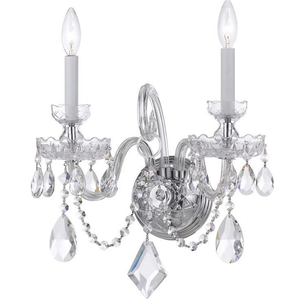 Crystorama Lighting-1142-CH-CL-S-Crystal - Two Light Wall Sconce in Classic Style - 13.5 Inches Wide by 15 Inches High Clear Swarovski Strass  Polished Chrome Finish