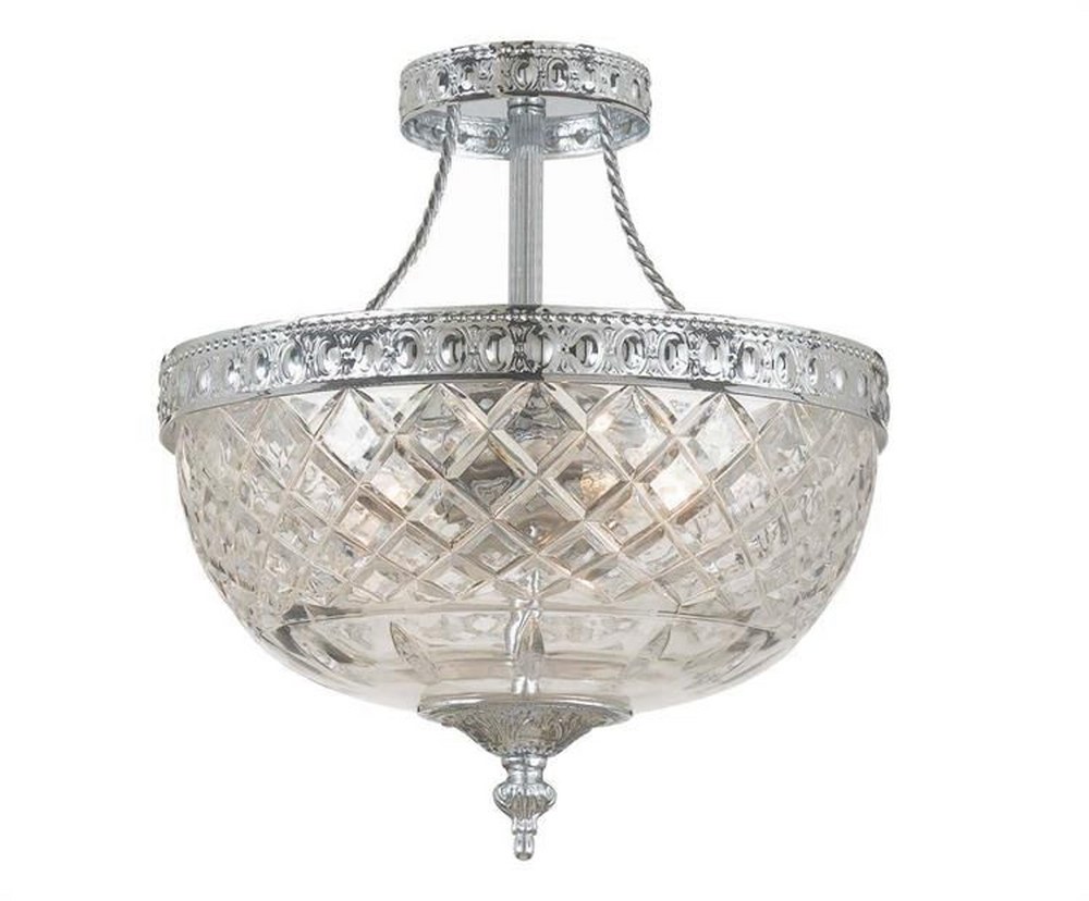 Crystorama Lighting-118-10-CH-Richmond 3 Light Ceiling Mount Cast Brass in Traditional and Contemporary Style - 10 Inches Wide by 12 Inches High   Polished Chrome Finish with Clear Crystal