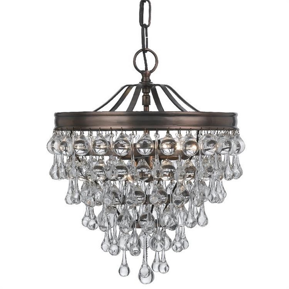 Crystorama Lighting-130-VZ-Calypso - 3 Light Pendant in Traditional and Contemporary Style - 13 Inches Wide by 15 Inches High   Vibrant Bronze Finish