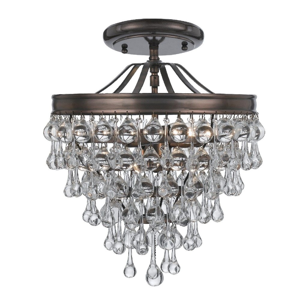 Crystorama Lighting-130-VZ_CEILING-Calypso - 3 Light Semi-Flush Mount in Traditional and Contemporary Style - 13 Inches Wide by 14 Inches High Vibrant Bronze  Polished Chrome Finish