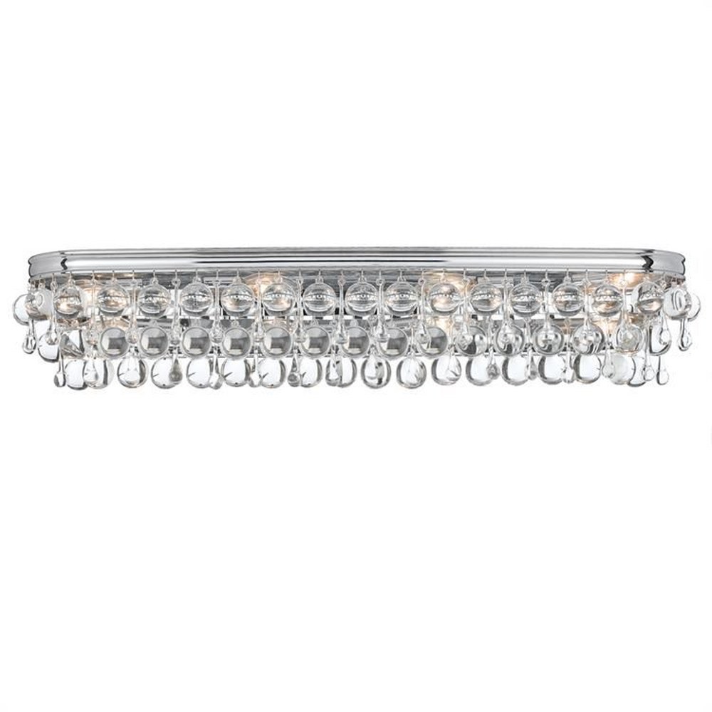 Crystorama Lighting-134-CH-Calypso - Eight Light Bathroom Lights in Minimalist Style - 33 Inches Wide by 6 Inches High Polished Chrome  Vibrant Gold Finish with Clear Drops Crystal