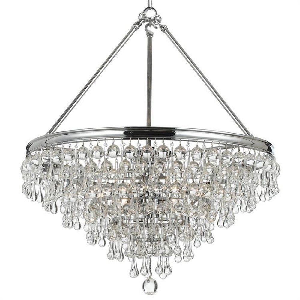 Crystorama Lighting-137-CH-Calypso - Eight Light Chandelier in Classic Style - 25 Inches Wide by 27 Inches High   Polished Chrome Finish with Clear Drops Crystal