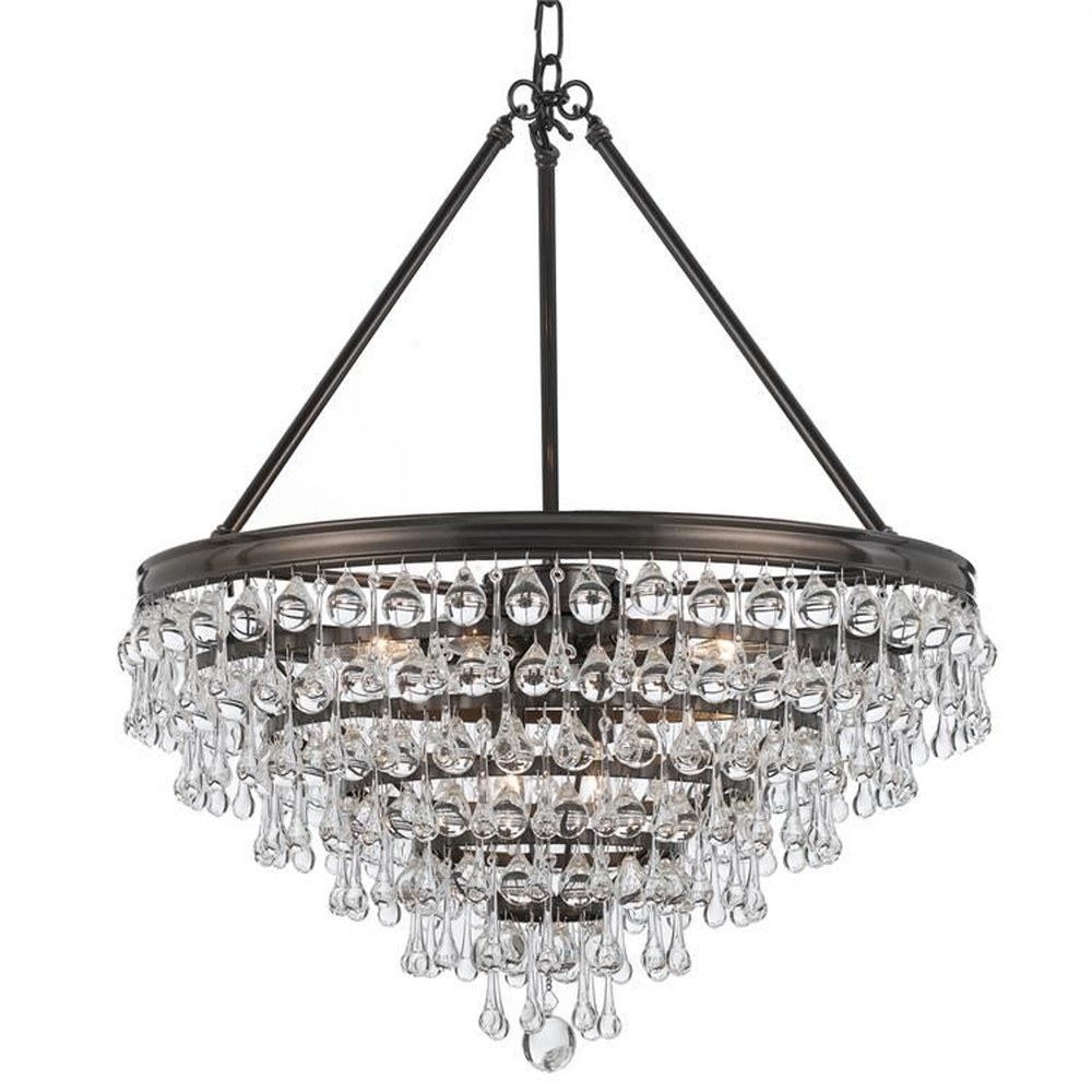 Crystorama Lighting-137-VZ-Calypso - Eight Light Chandelier in Classic Style - 25 Inches Wide by 27 Inches High Vibrant Bronze  Polished Chrome Finish with Clear Drops Crystal