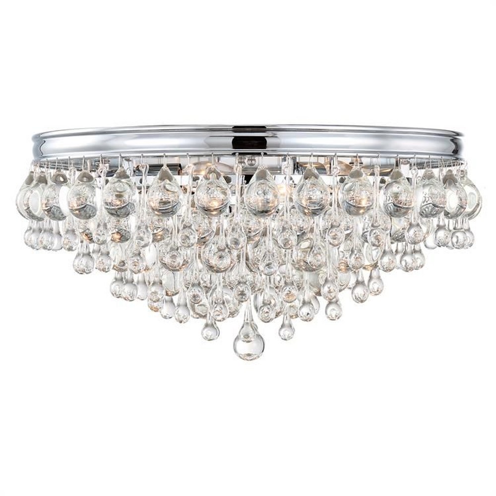 Crystorama Lighting-138-CH-Calypso - Six Light Flush Mount in Traditional and Contemporary Style - 20 Inches Wide by 9 Inches High Polished Chrome  Vibrant Bronze Finish with Clear Drops Crystal