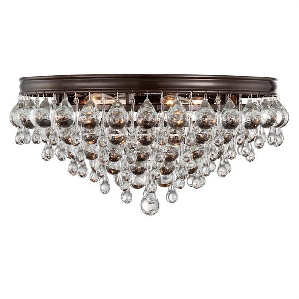 Crystorama Lighting-138-VZ-Calypso - Six Light Flush Mount in Traditional and Contemporary Style - 20 Inches Wide by 9 Inches High Vibrant Bronze  Vibrant Bronze Finish with Clear Drops Crystal