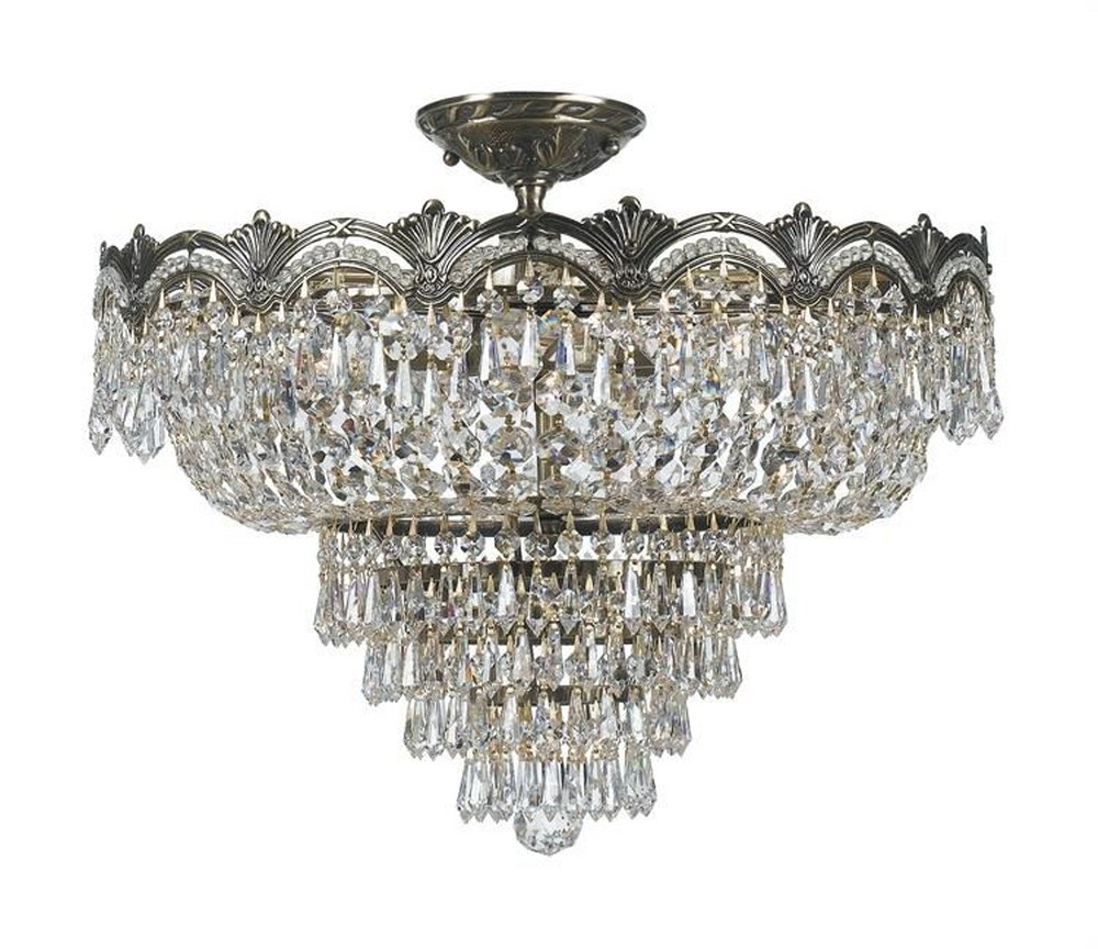Crystorama Lighting-1485-HB-CL-S-Majestic Crystal 5 Light Ceiling Mount Cast Brass in Classic Style - 21.5 Inches Wide by 19 Inches High Clear Swarovski Strass  Historic Brass Finish