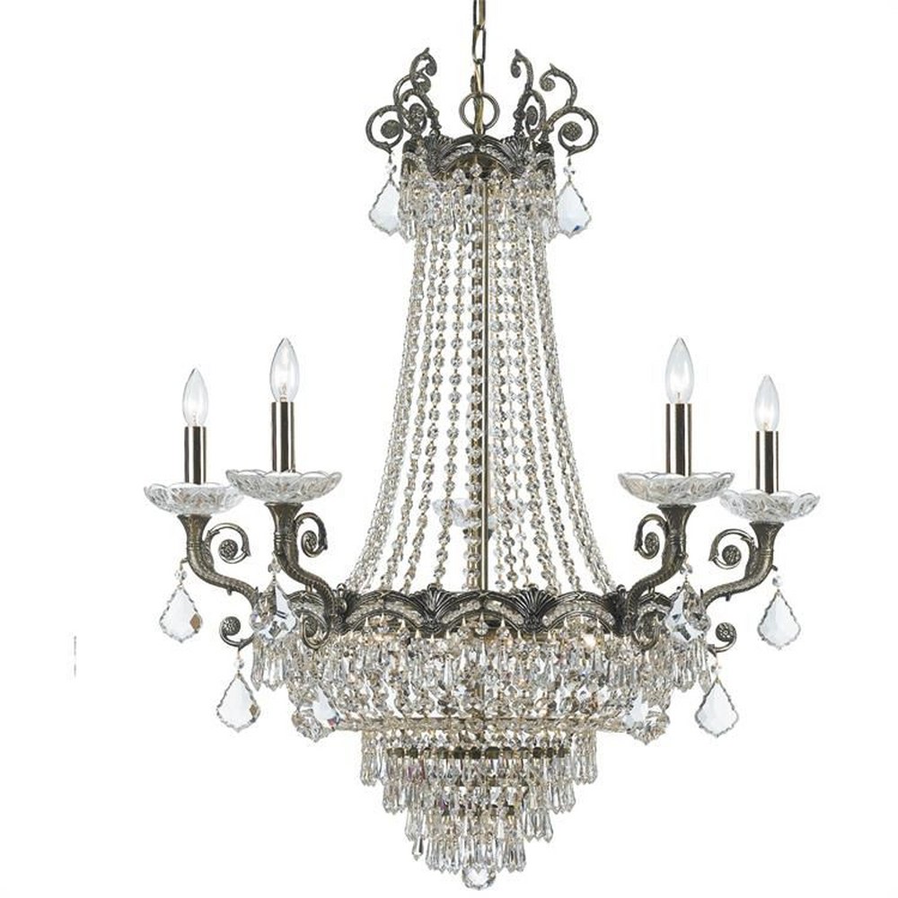 Crystorama Lighting-1486-HB-CL-S-Majestic - Five Light Chandelier in Traditional and Contemporary Style - 33 Inches Wide by 38 Inches High Clear Swarovski Strass  Historic Brass Finish