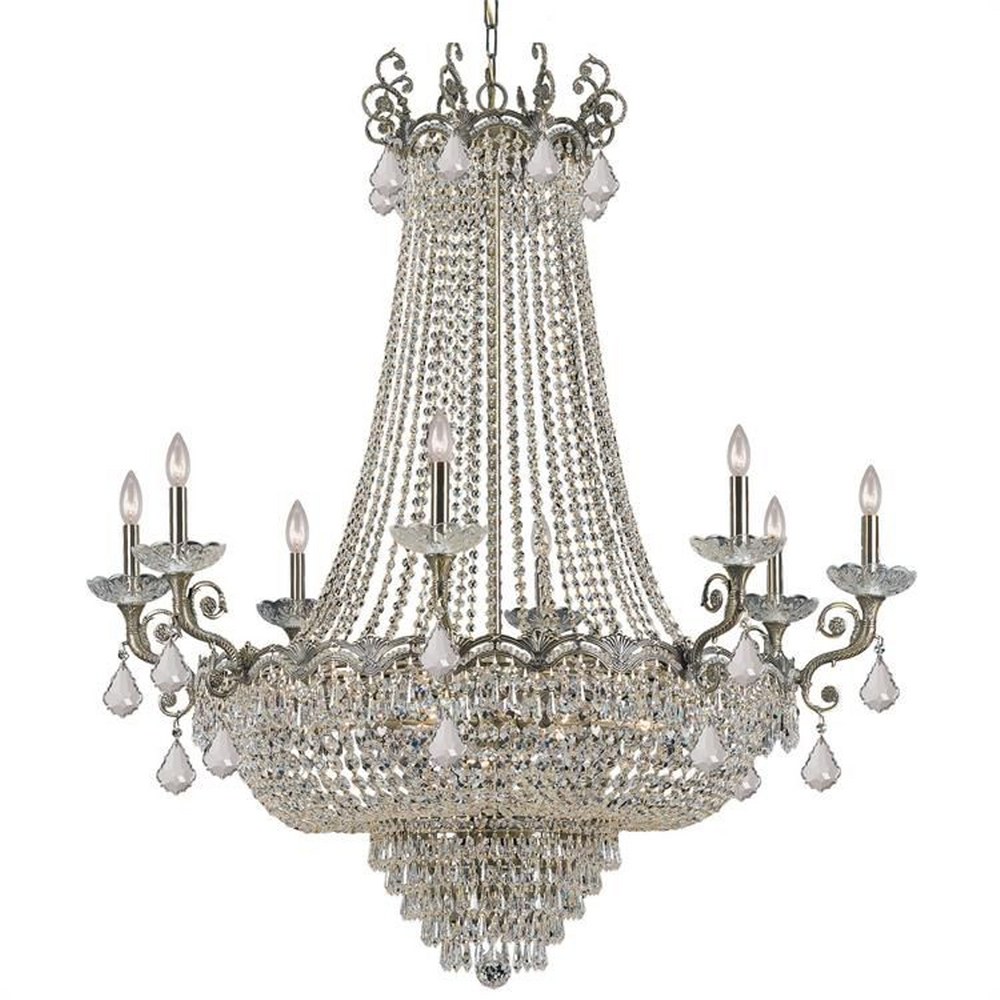 Crystorama Lighting-1488-HB-CL-S-Majestic - Eight Light Chandelier in Classic Style - 46 Inches Wide by 52 Inches High Swarovski Strass Historic Brass Historic Brass Finish