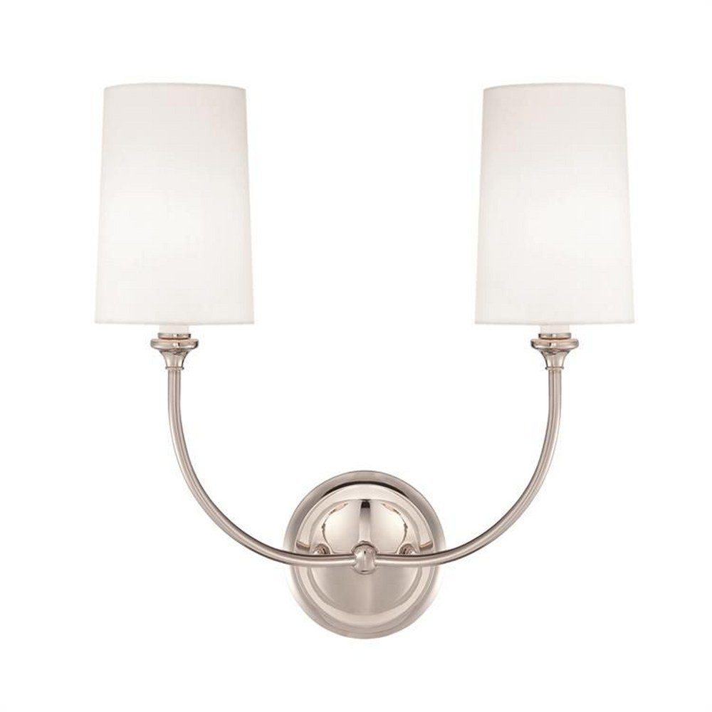 Crystorama Lighting-2242-PN-Sylvan - 2 Light Wall Sconce Polished Nickel  Polished Nickel Finish with White Linen Shade