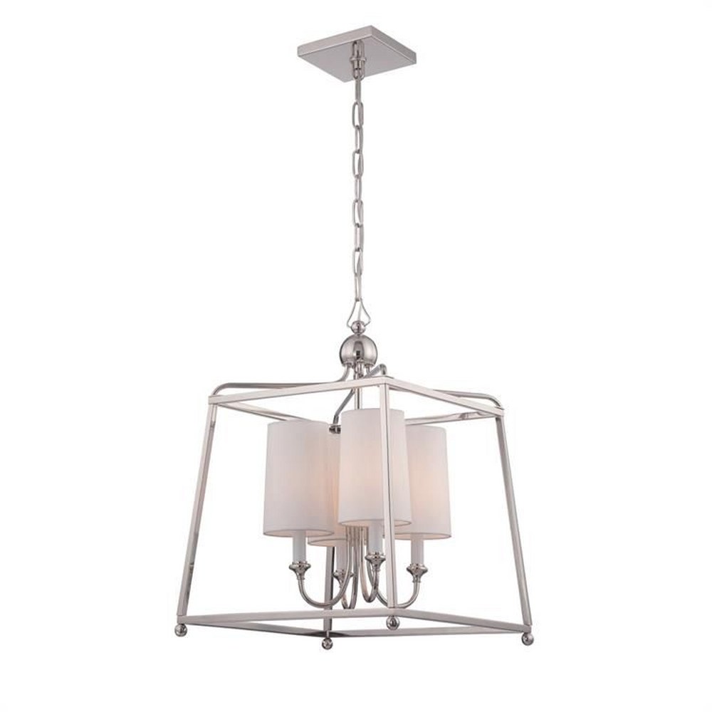 Crystorama Lighting-2245-PN-Sylvan - 4 Light Chandelier-21 Inches Tall and 16 Inches Wide Polished Nickel  Polished Nickel Finish with White Linen Shade