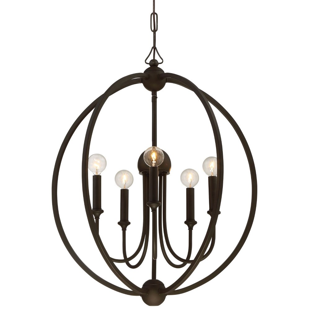 Crystorama Lighting-2247-DB_NOSHADE-Sylvan - Five Light Chandelier - No Shades in Classic Style - 22.5 Inches Wide by 26.5 Inches High   Dark Bronze Finish
