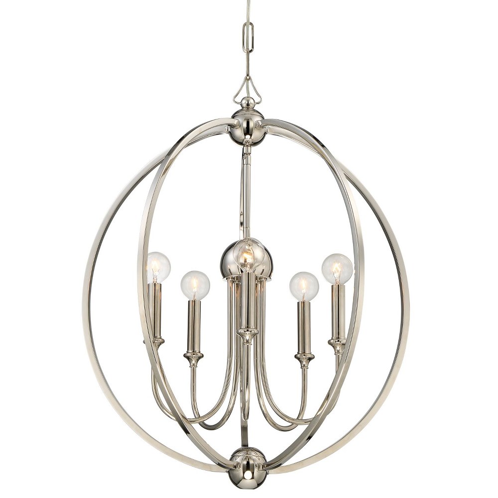 Crystorama Lighting-2247-PN_NOSHADE-Sylvan - Five Light Chandelier - No Shades in Classic Style - 22.5 Inches Wide by 26.5 Inches High Polished Nickel  Polished Nickel Finish