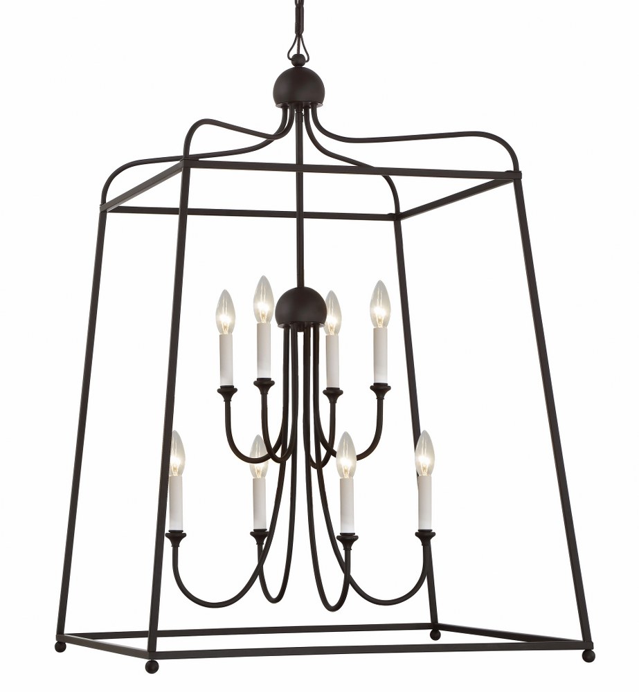 Crystorama Lighting-2248-DB_NOSHADE-Sylvan - Eight Light 2-Tier Chandelier - No Shades in Classic Style - 27.5 Inches Wide by 40.75 Inches High Dark Bronze  Polished Nickel Finish